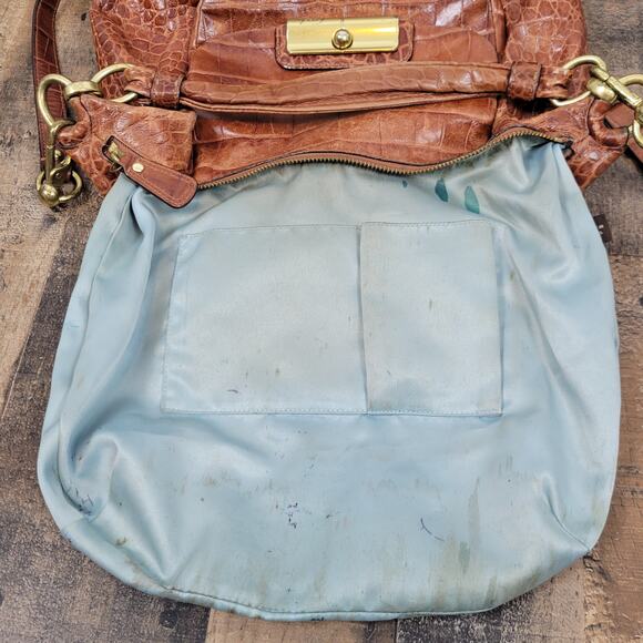 Coach Kristin Embossed Walnut Brown Croc Leather Bag Purse Satchel Limited 16827 - Picture 12 of 16